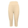 thumbnail image 4 of CUZIBR Women'S Capri Yoga Pants With Pocket High Waist Wide Leg Baggy Workout Stretch Pants Trendy Gym Running Everyday Activewear Comfort Dates Bottoms,Beige,L, 4 of 7