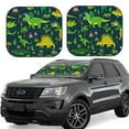 thumbnail image 2 of Uemuo Dinosaurs and Tropical Leaves and Flowers Printed 2 PCS Car Windshield Sun Shade, Auto Sun Heat and UV Rays Blocker, Foldable Automotive Front Window Sunshade Protector, 2 of 7