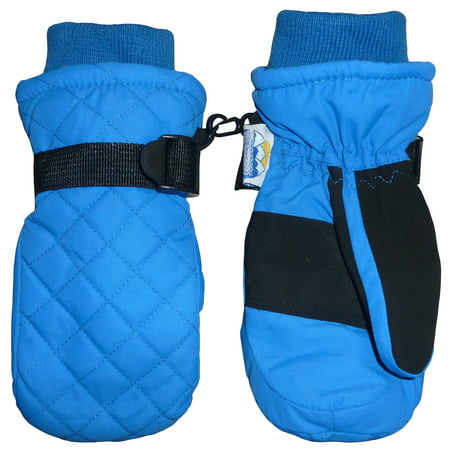 NICE CAPS Kids Unisex Waterproof and Thinsulate Insulated Quilted Ski Snow Winter Mittens - Fits Toddler Boys Girls Youth Little Child Children Sizes For Cold