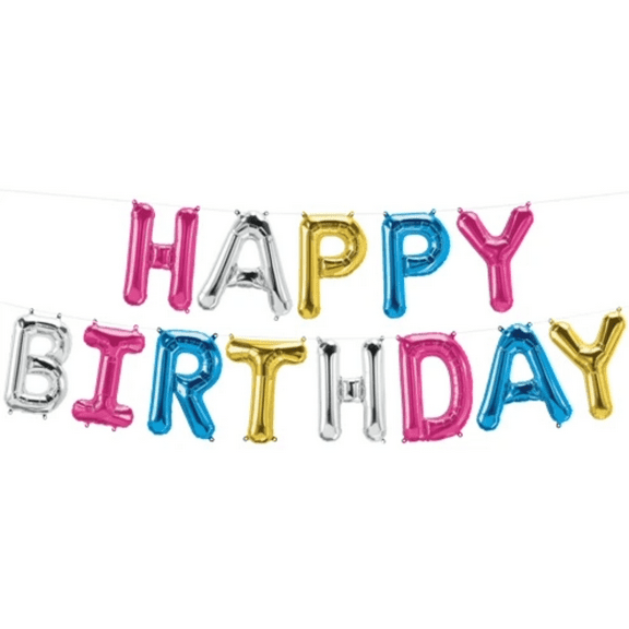30 x 82 Inch Air-Fill Balloon Kit HAPPY BIRTHDAY Multicolor – Fun & Vibrant Party Decoration