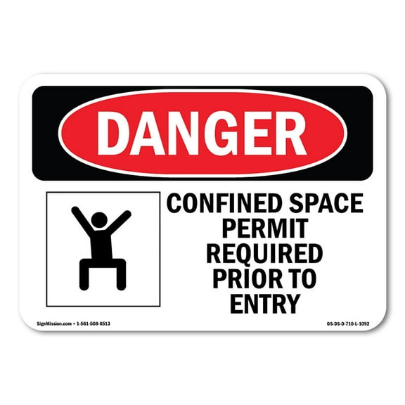 OSHA Danger Sign - Confined Space Permit Required | Decal | Protect Your Business, Construction Site, Warehouse & Shop Area | Made in The USA