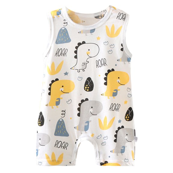Newborn Baby Girl Clothes Cotton Bubble Romper for 6-12 Months Baby Sleeveless Summer Clothes For Babies 1 18 Months Old Both Boys And Girls Light And Thin With A Closed Crotch