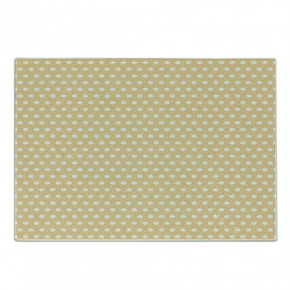 Vintage Cutting Board, Old Fashioned Pattern with Shabby White Polka Dots Classic Retro Design Print, Decorative Tempered Glass Cutting and Serving Board, Small Size, Orange White, by Ambesonne