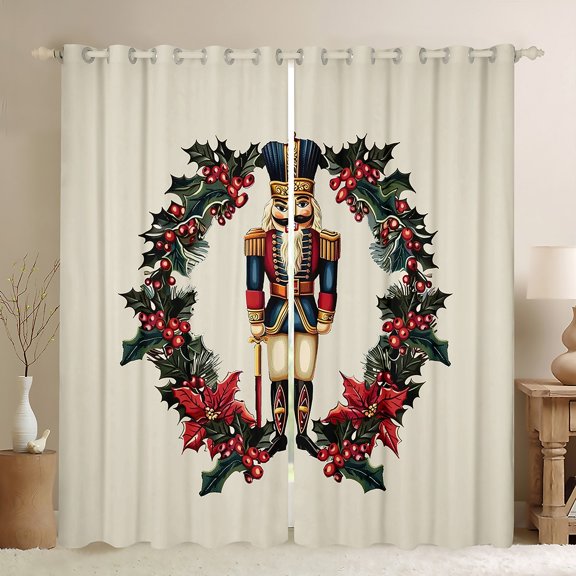 Feelyou Cartoon Nutcracker Black Out Curtains, Merry Christmas Curtains Pack of 2 (42x63 Each), Princess Fairy Tale Bedroom Curtains, Window Curtains Room Decor