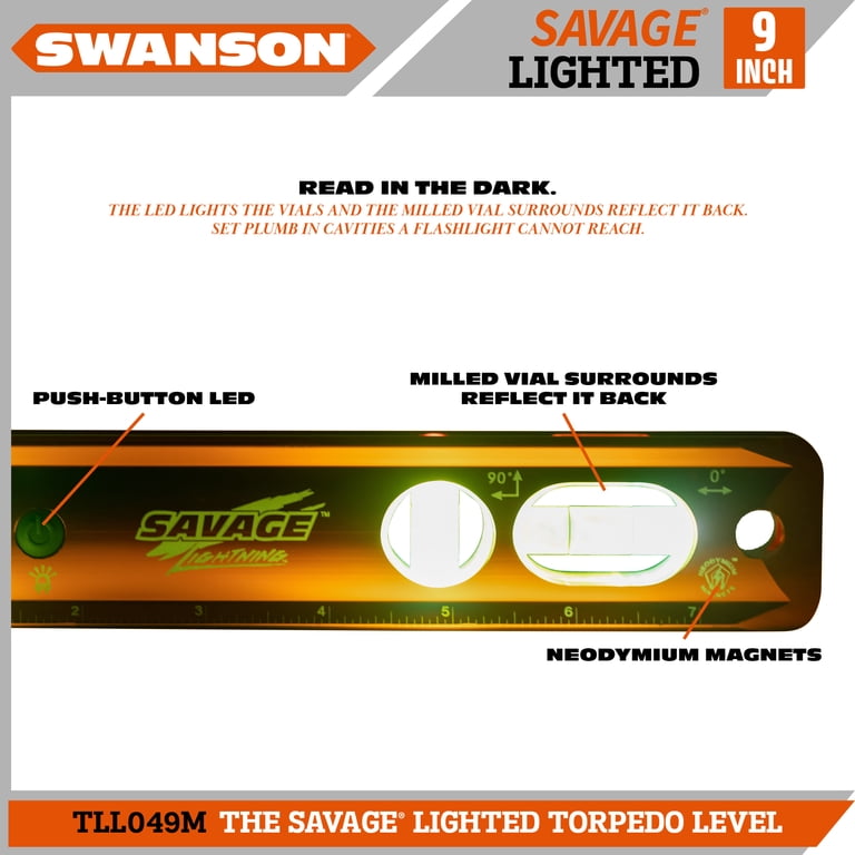 Swanson Savage 9" Lighted Magnetic Torpedo Level photo 6