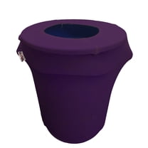 LA Linen Stretch Spandex Trash Can cover 32-Gallon Round,Purple
