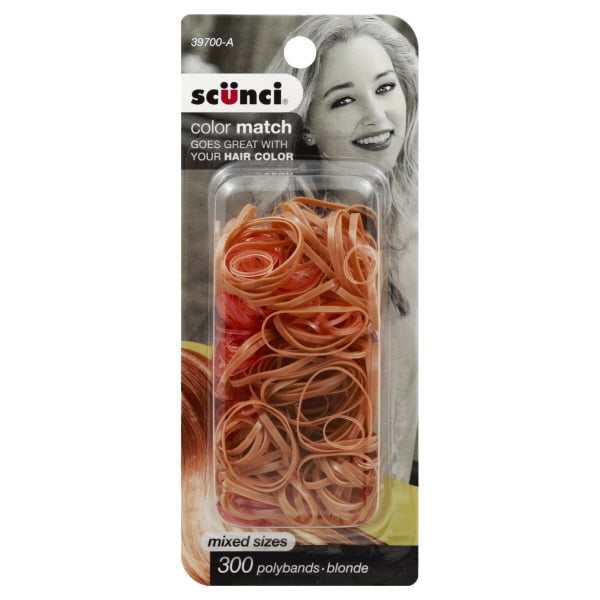 Scunci Scunci Mixed Size Blonde Polyband Hair Elastics 300 Pcs