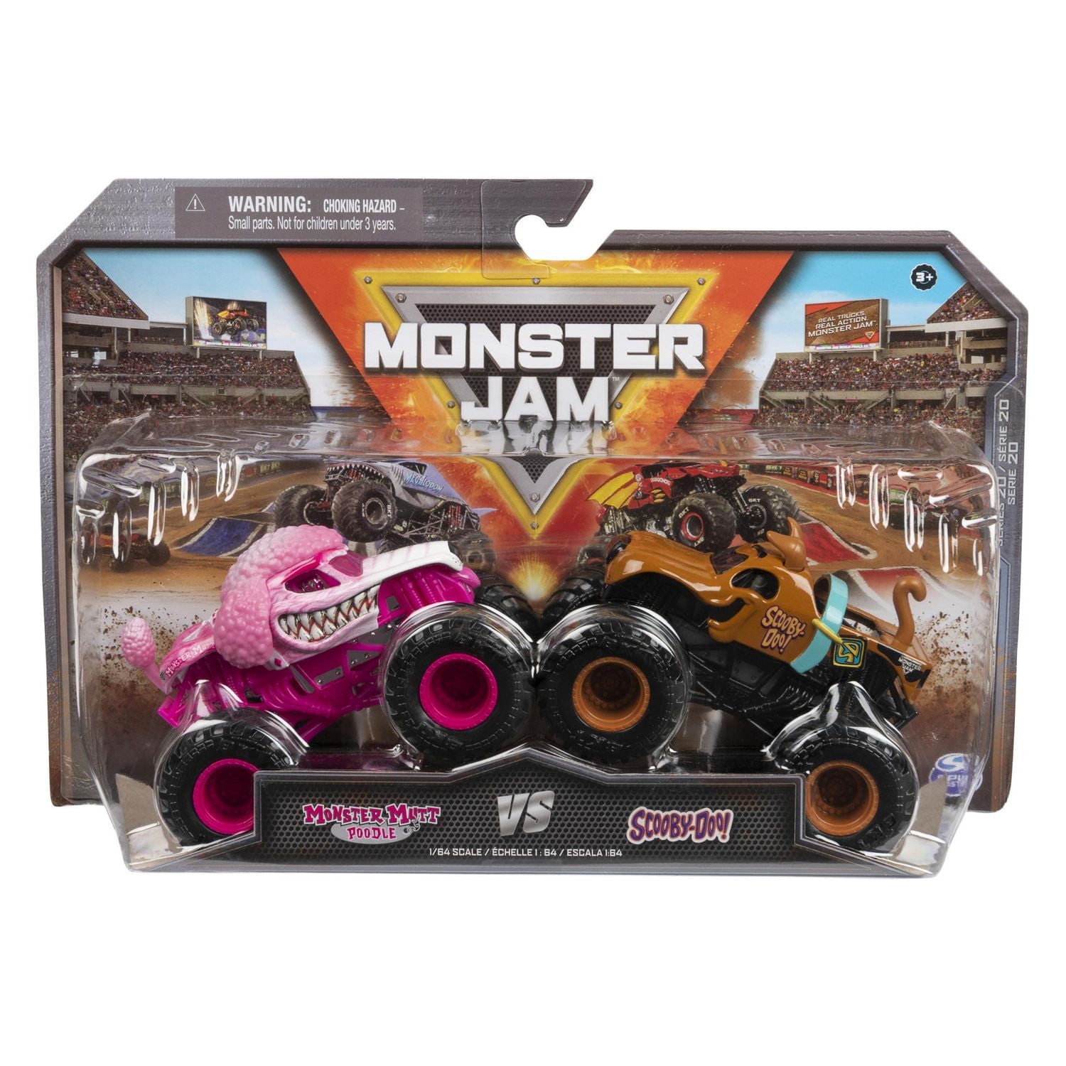 Monster Jam, Official Monster Mutt Poodle Vs. Scooby Doo Die-Cast Monster Trucks, 1:64 Scale, Kids Toys for Boys Ages 3 and up