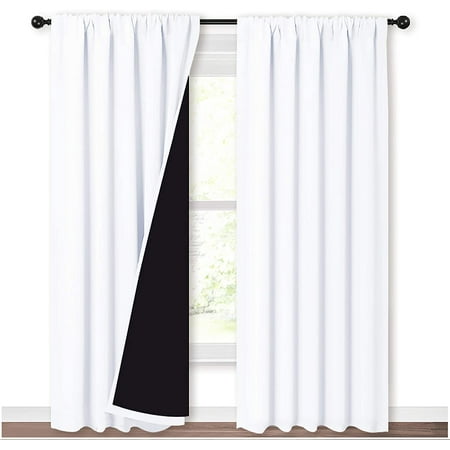 100 Blackout Curtain Panels Rod Pocket Window Curtains With Black Liner For Nursery 84 Inches Drop Heat And Full Light Blocking Dries White 2 Pieces 52 Wide Each Panel Canada Blackout Curtain Panels Rod Pocket, 100 Inch Wide Curtain Panels