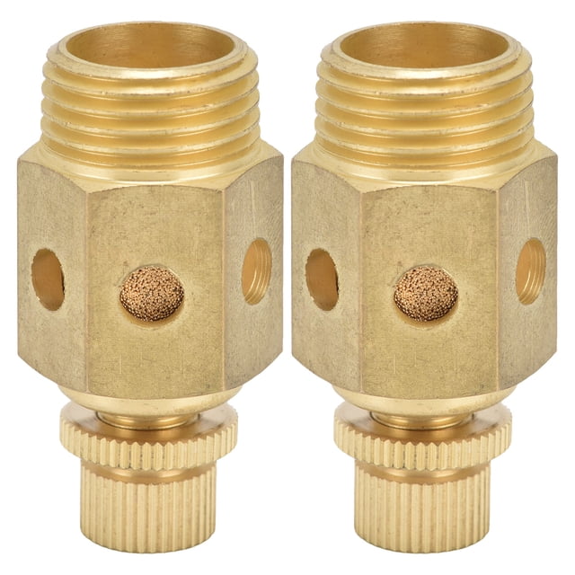 2Pcs Pneumatic Muffler Brass Air Exhaust Adjustable Throttle Type Mute Silencer 1/2in PSC‑04