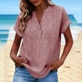 thumbnail image 2 of Camisetas de Cuello en V de Manga Larga para las Mujeres Blusa Casual de Color Sólido, Botón Delantero Suelto de Ajuste Superior de Verano, 2 of 8