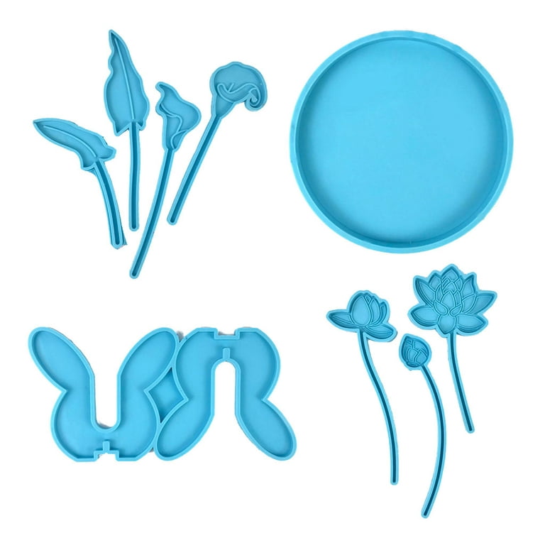GENEMA 4Pcs Flower Bottle Tray Silicone Resin Molds Kit DIY Lotus Flower  Lily Flower Epoxy Resin Casting Mould DIY Craft Tools 
