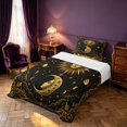 thumbnail image 3 of Homewish Black Gold Twin Sheets, Damask Sun Stars Moon Bedding, 3pcs, 1 Flat Sheet, 1 Fitted Sheet and 1 Pillowcase, 3 of 6