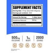 BulkSupplements Glutathione Powder - Reduced Form, 500mg per Serving - 1 Kilogram (2.2 lbs) - 2000 Servings