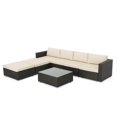 thumbnail image 2 of Santa Rosa 6 Seater Wicker Sectional Sofa with Aluminum Frame/Beige Cushions, 2 of 47