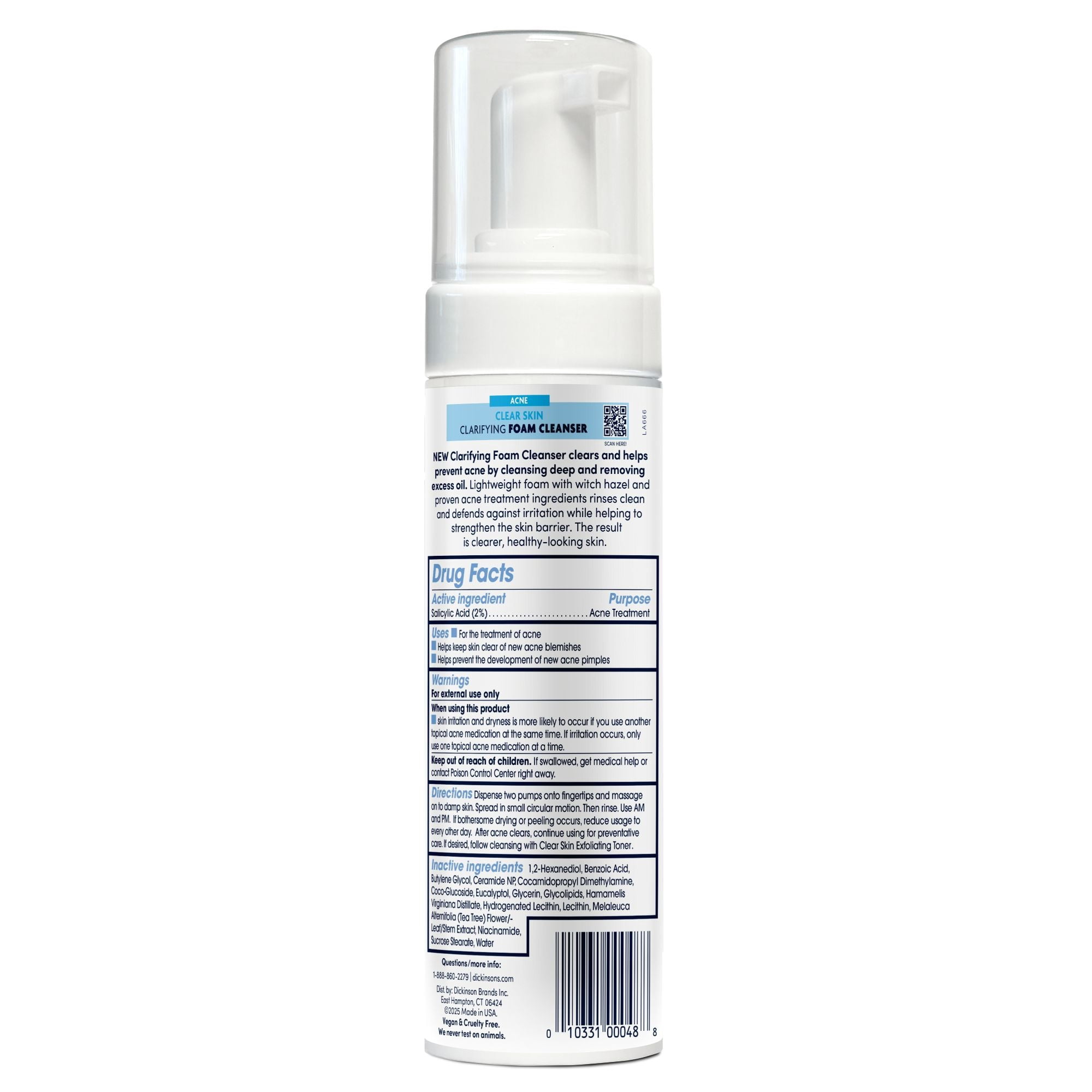 Dickinson's Clear Skin Clarifying Foam Cleanser, 7 fl oz