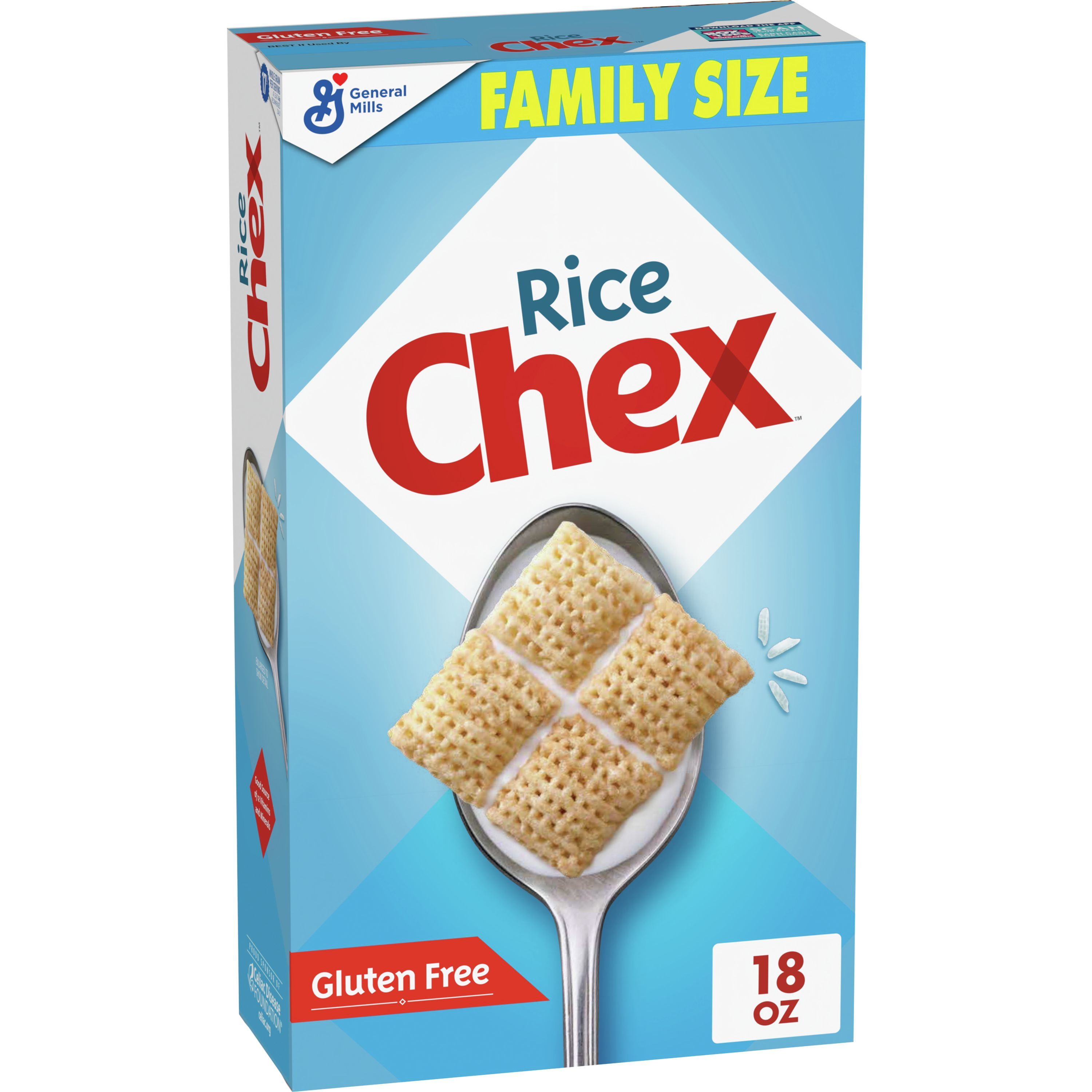 Rice Chex Cereal, Gluten Free Breakfast Cereal, Made with Whole Grain, Family Size, 18 OZ