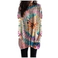 thumbnail image 5 of Women's Casual Loose Fit Tunic Top Long Sleeve Round Neck Printed Fashion Shirts Blouses for Daily Wear Office Work Vacation Outfits Gift for Women | Aestivo,Purple XL, 5 of 8