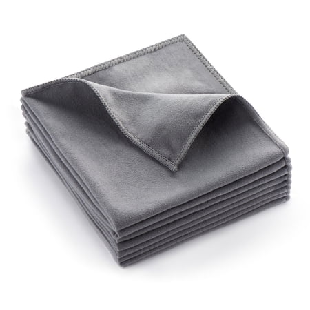 WILALY 8 pack Double-Sided Suede Microfiber Cloth Lens and Screen Wipes for Glasses Phone TV and Electronic Devices Grey 12 x 12 inches