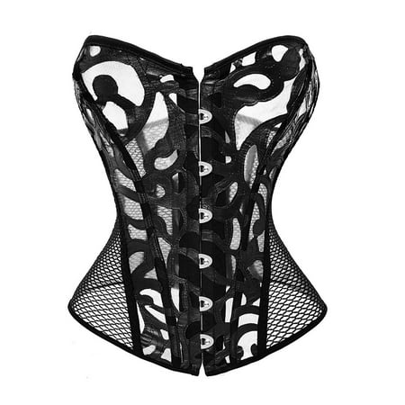 

EQWLJWE Women s Lace Up Overbust Corset Breathable Outfit Bodyshaper Bustier Sexy Lingerie Top Deals Clearance