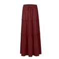 thumbnail image 6 of Women’s High Waist Tiered Maxi Skirt with Drawstring Waistband and Flowy A Line Loose Fit Long Skirt for Everyday Wear Red XL, 6 of 7