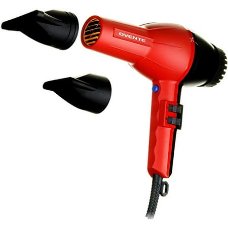 Solis Lightweight Hair Dryer - Ovente Seductive Ceramic Ionic Tourmaline Lightweight Professional Hair Dryer with 2 Concentrator Nozzles, 2200-Watts, 2 Speed 3 Heat Settings, Cool Shot Button, Red (3600)
