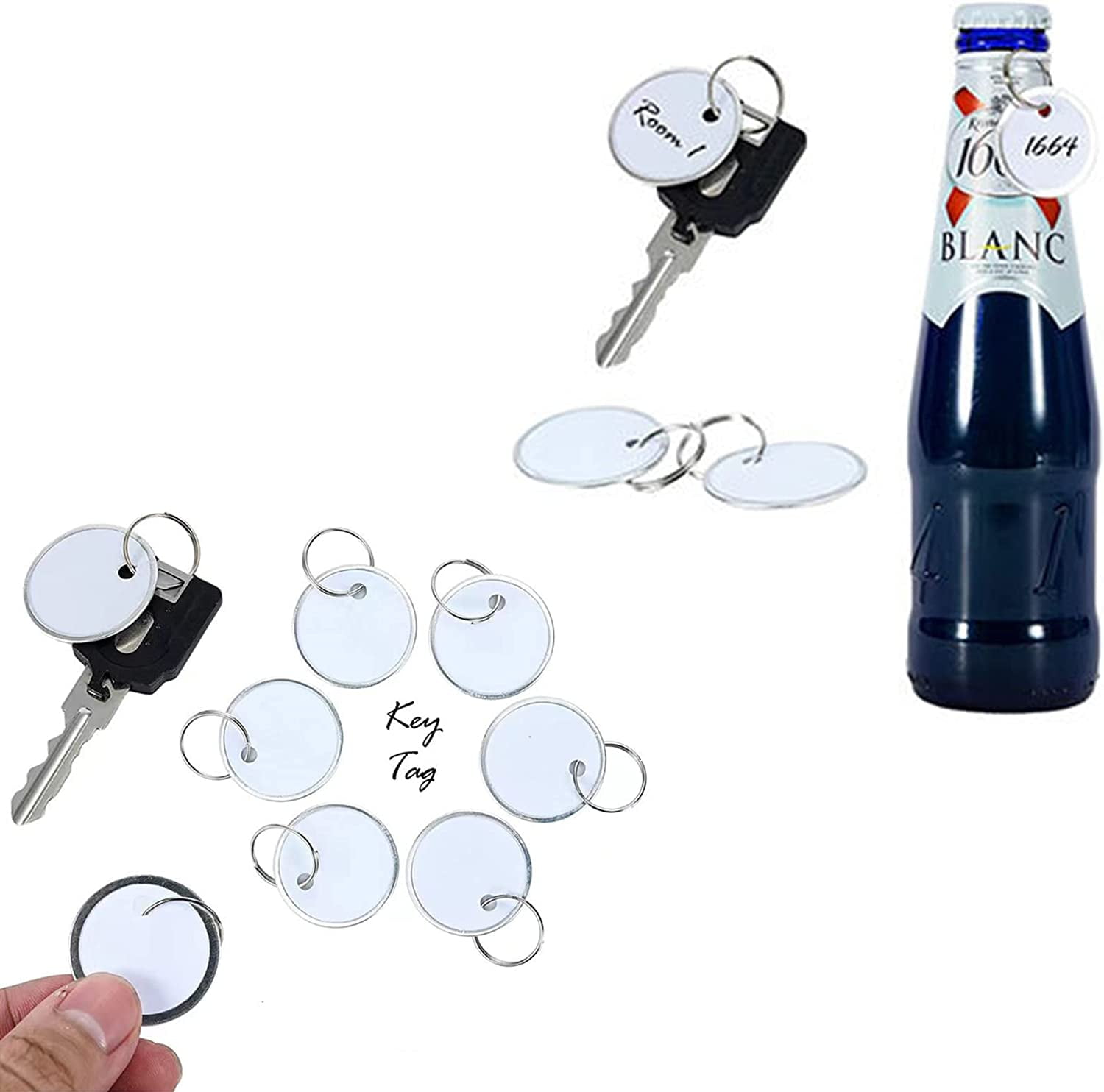 180 Pieces Metal Rim Tags Key Tags Round Paper Tags with Metal Rings for Car Keys and Door Keys,White