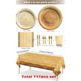thumbnail image 2 of 117 Pcs Camping Wood Grain Slice Dinnerware Set, Rustic Wood Party Supplies Paper Plates Napkins for Forest Themed Birthday Party Decorations, Serves 16 Guests, 2 of 6