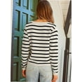 thumbnail image 5 of Women's Striped Cardigan Sweater Trendy Long Sleeve Button Down Crew neck Cardigans, 5 of 5
