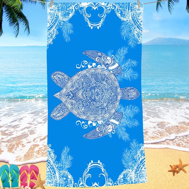 Toalla de Playa Estampada de Microfibra, Doble Cara, Terciopelo, Pareo de Baño Absorbente y de Secado Rápido.
