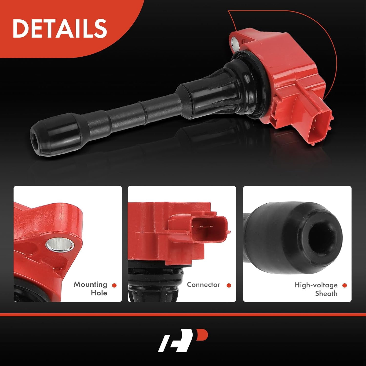 A-Premium (Red) Engine Ignition Coil Pack Compatible with Nissan Altima 2007-2018, Murano 2009-2023, Pathfinder, Maxima, Quest & Infiniti QX60, Q50, G25, G35, M35h, Q70, JX35, FX35, EX35, 6-PC Set