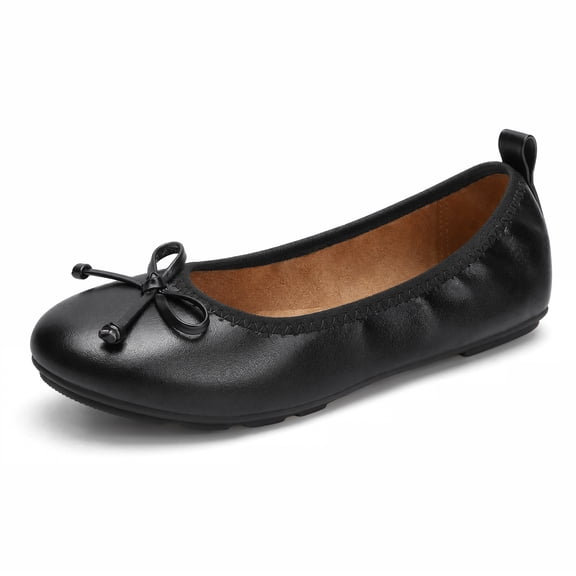 Rexoro Women Ballet Flats Elastic Round Toe Bow Foldable Dance Shoes Comfort Casual