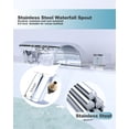thumbnail image 3 of Wowow 2 Handle Waterfall Tub Faucet, Brass 3-Hole Bathtub Faucet, Polished Chrome, 3 of 7