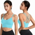 thumbnail image 5 of Prolriy Sports Bras for Women High Support Womens Back Sport Bras Padded Strappy Cropped Bras for Yoga Workout Fitness Bras Bralettes for Women Sky Blue XXL, 5 of 5