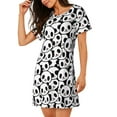 thumbnail image 2 of Kdxio Cute Panda Pattern Womens Short Sleeve Sleepshirt Scoopneck Cute Nightdress Ruffle Comfy Nightgown, 2 of 6