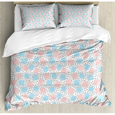 

Polka Dots Duvet Cover Set Queen Size Illustration of Pastel Tone Blots Polka Dots Continuing Simplistic Decorative 3 Piece Bedding Set with 2 Pillow Shams White and Multicolor by Ambesonne