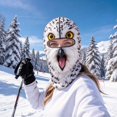 Snowy Owl Balaclava Ski Mask, White Bird Full Face Hood with Yellow ...