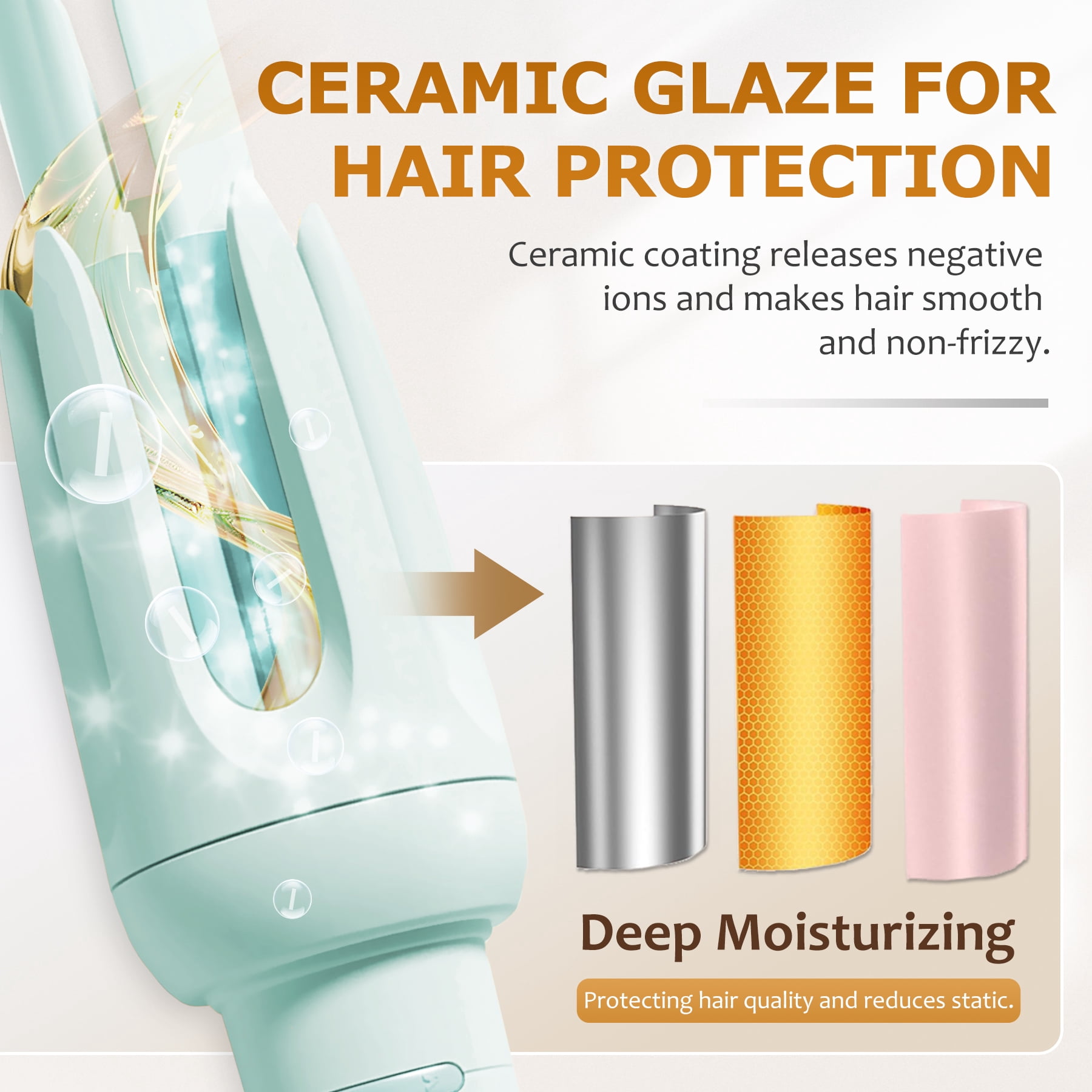 BILITOK Auto Hair Curler, Automatic Curling Iron with 4 Temperature & 3 Timer, Automatic Shut-Off, Anti-Scald, Anti-Tangle Rotating Curling Wand for Hair Styling Blue