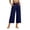 Navy, variant on QIYAGBSA Women's Wide Leg Capri Pants Button Front Elastic Back Waist Side Pockets Summer Casual Wear (Khaki, L)