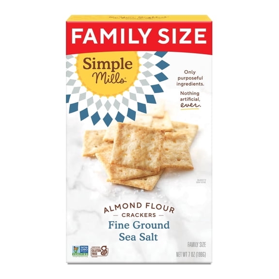 Crackers Family Size Fine Ground Sea Salt - Gluten Free Vegan Healthy Snacks 7 Ounce... Almond Flour