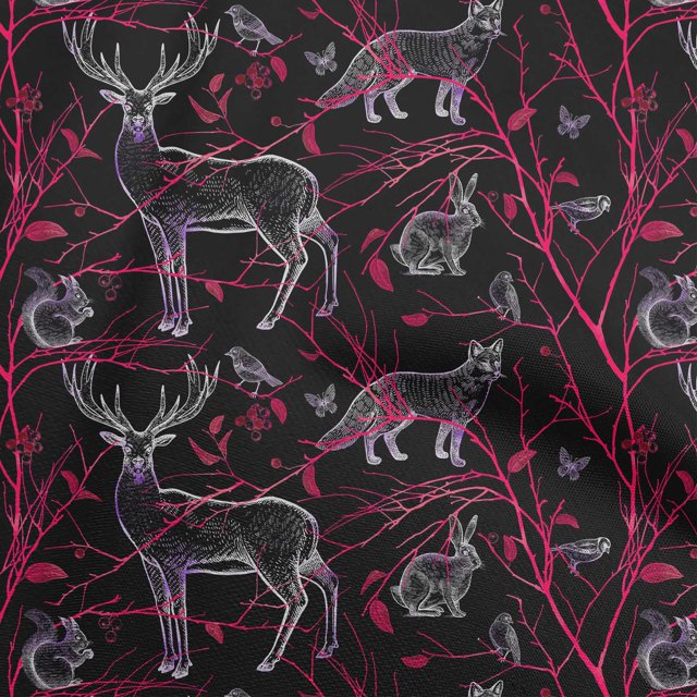 oneOone Rayon Pink Fabric Animal Sewing Material Print Fabric By The Yard 56 Inch Wide