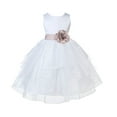 thumbnail image 3 of Ekidsbridal White Biscotti Shimmering Organza Flower Girl Dress Junior Bridesmaid Wedding Pageant Communion Baptism Gown 4613T M, 3 of 3