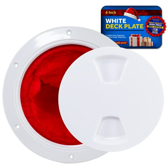 Five Oceans 6" Boat Hatch, Marine Round Inspection Deck Plate Hatch with Detachable Cover and Storage Bag, UV-Resistant ABS White Plastic, for Pontoon, Fishing Boat, Bass Boat, RVs, Caravan - FO4467