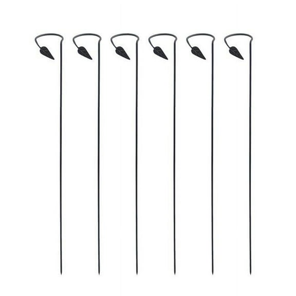 Achla Designs 40" H Black Wrought Iron Plant Stakes (Set of 6), Powder Coated Finish