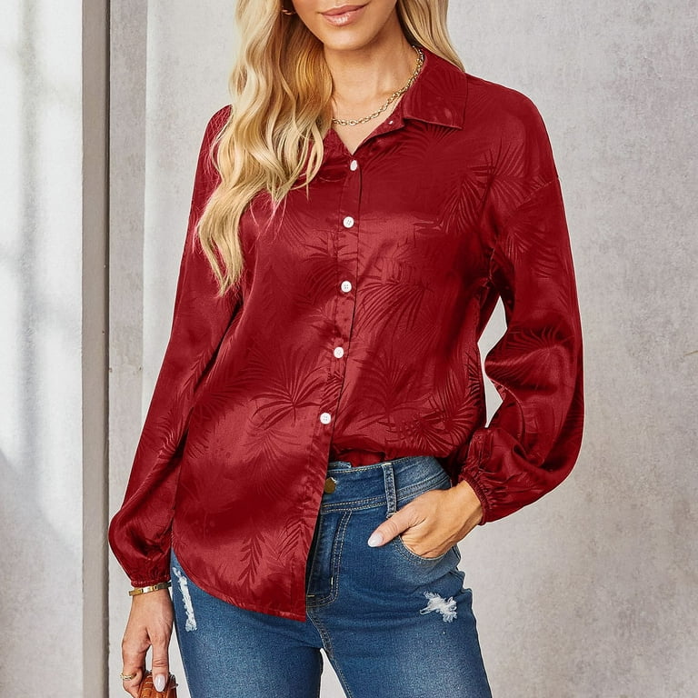 Casual Tops for Women'ss Fall Fashion Trendy Loose Tunic Button