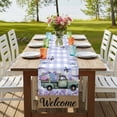 thumbnail image 4 of Purple Flowers Table Runner, Weeping Spring Floral Truck Butterfly Checkered Washable Cotton Linen Table Runners 48 Inches Long, Dresser Scarf Runner for Nightstand/Coffee/End Tables 13''x48'', 4 of 9