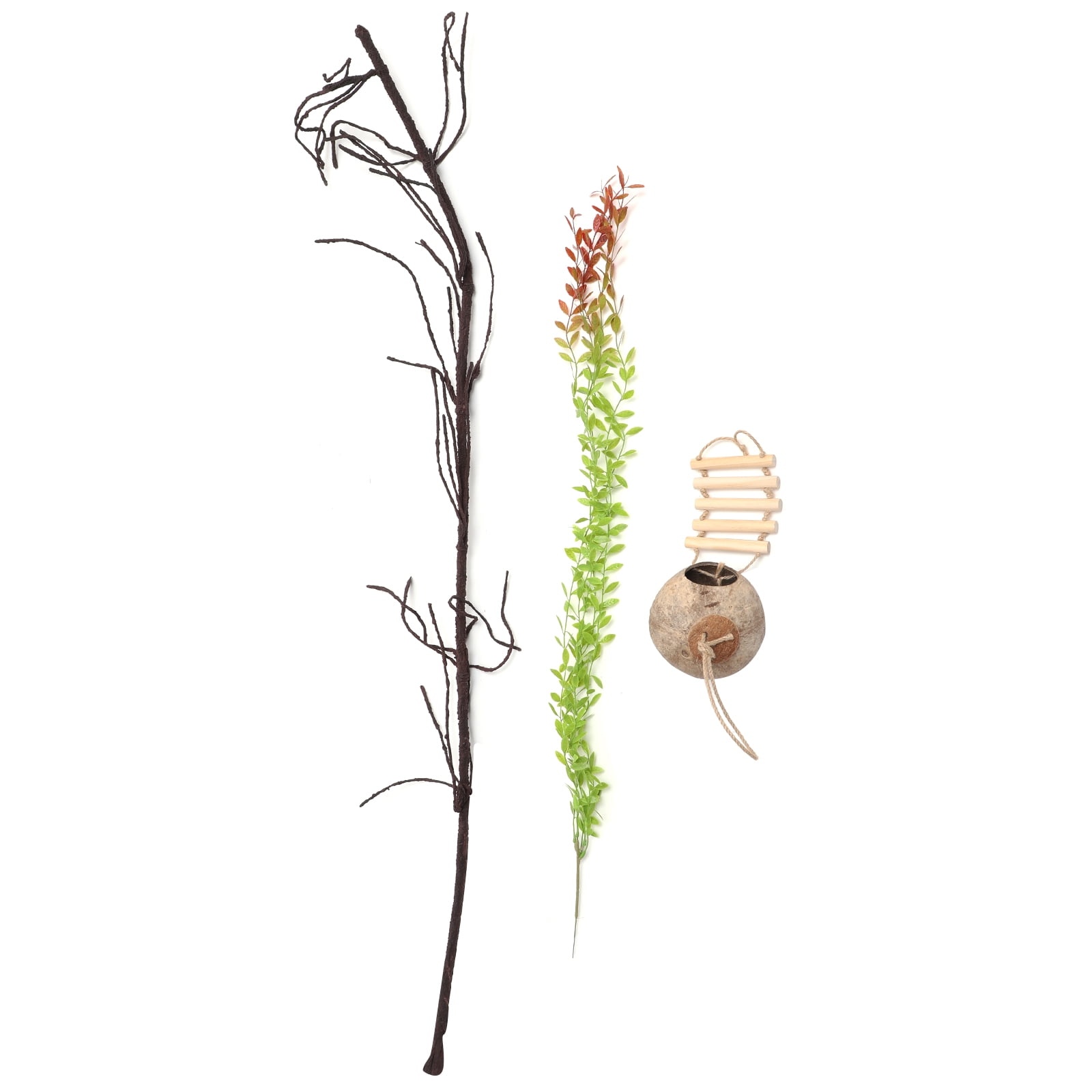 OUNONA Vivid Reptile Climbing Vines Multi-Color Plastic Coconut Shell Wood for Terrarium Habitat 1Set