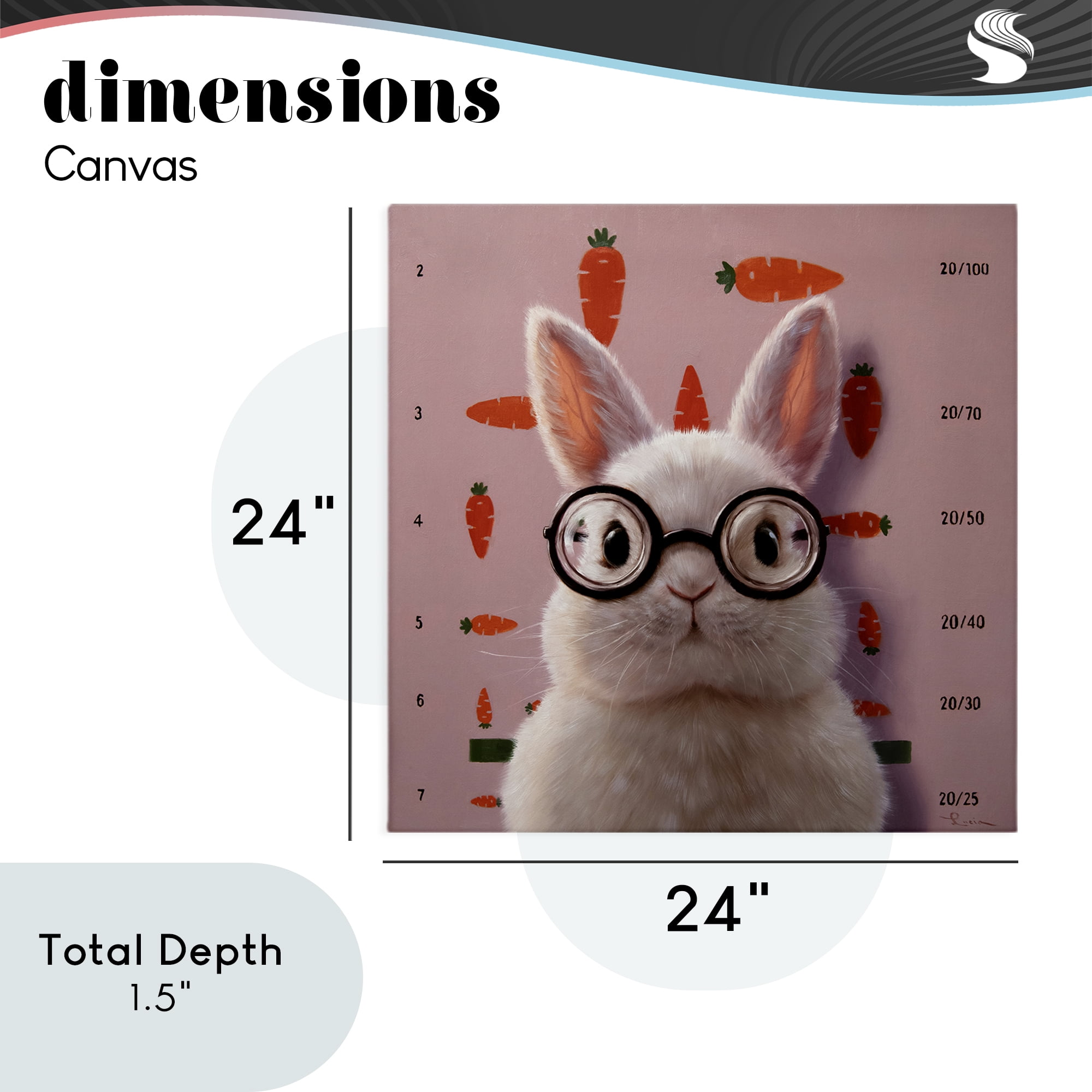 Bunny & Carrots Eye Exam Canvas Wall Art, design by Lucia Heffernan
