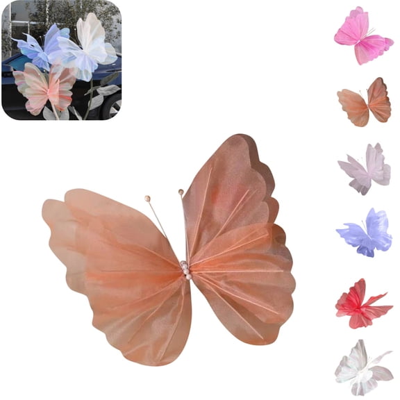3D Fabric Butterfly Decorations, Large Artificial Butterfly Ornaments, Decorative Butterfly Props for Wedding, Garden, Party & Home Landscape Decor Orange