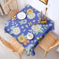 thumbnail image 3 of 60x60in(152x152cm) Square Tablecloth, Waterproof Polyester Table Cover, Wrinkle Resistant & Washable Fabric for Dining, Kitchen, Picnic, Daisy Flowers Print, 3 of 6